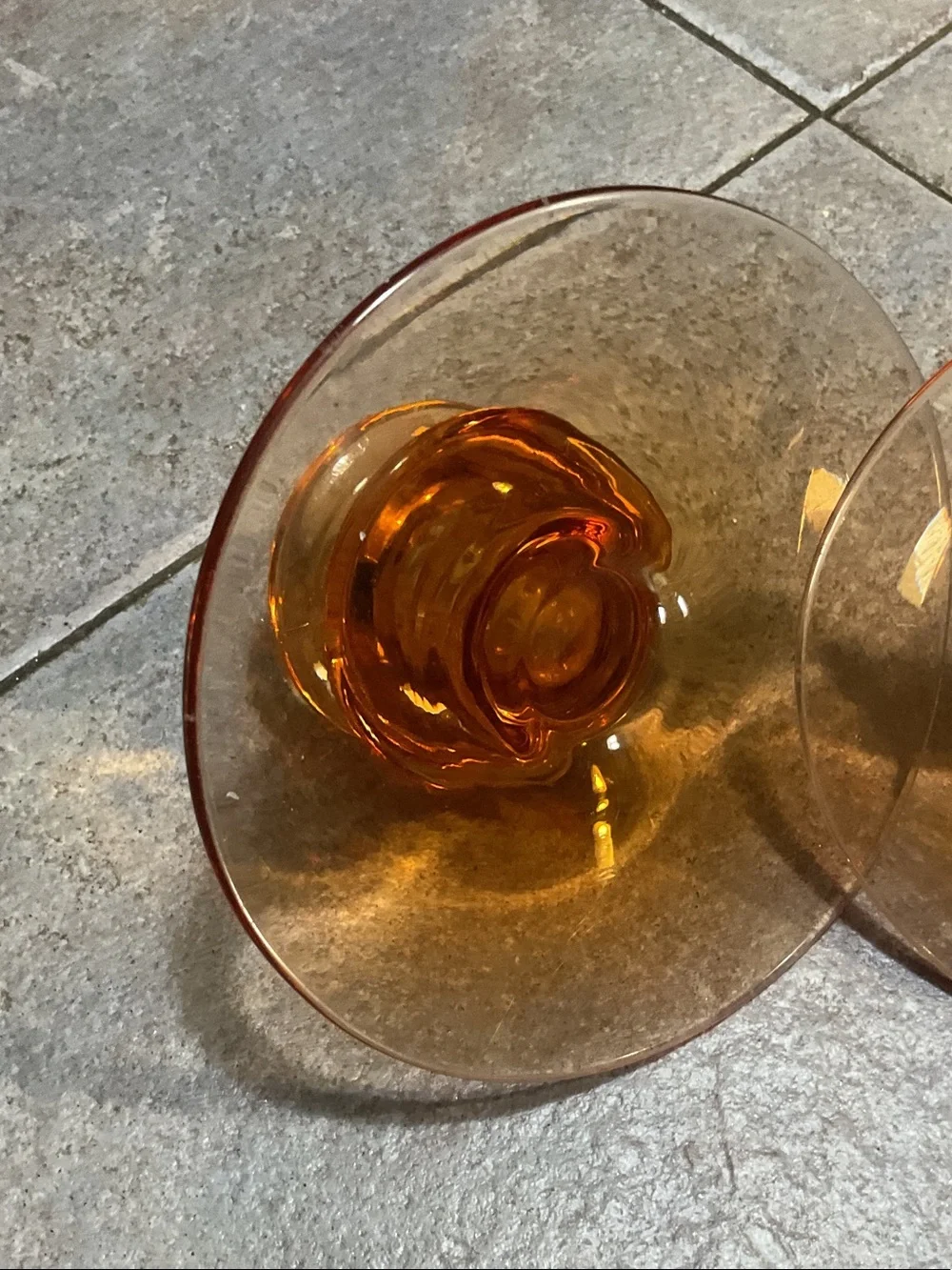 Pair of Amber Glass Candle Holders - Retro Amber Accent